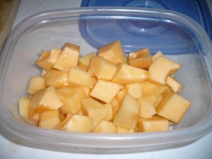 cubes of cantaloupe
