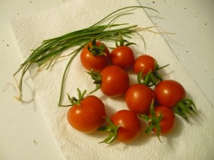 cherry tomatoes and chives