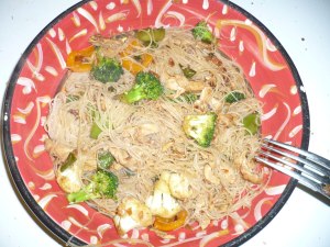rice noodles with vegetables