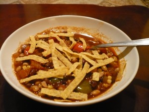 chili with tortilla strips