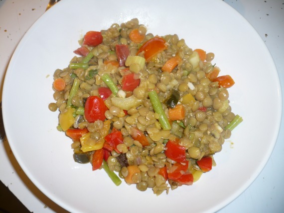 Lentils and vegetables plated