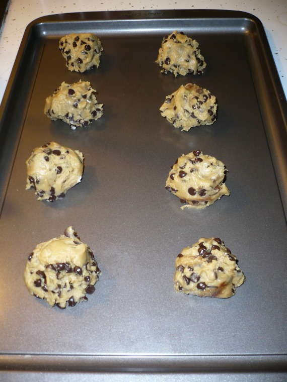 Chocolate chip cookies ready to bake